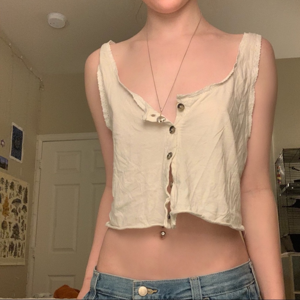 Loungy white button down tank top
